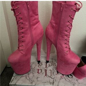Hella heels/pleaser pink babydoll boots